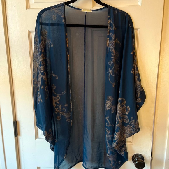 Navy Blue Sheer Shawl - Picture 1 of 6